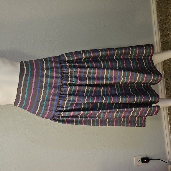 Vtg COLOURS 1980s Power Pastel Striped Drop Waist Skirt Bow Top Set - Picture 10 of 16